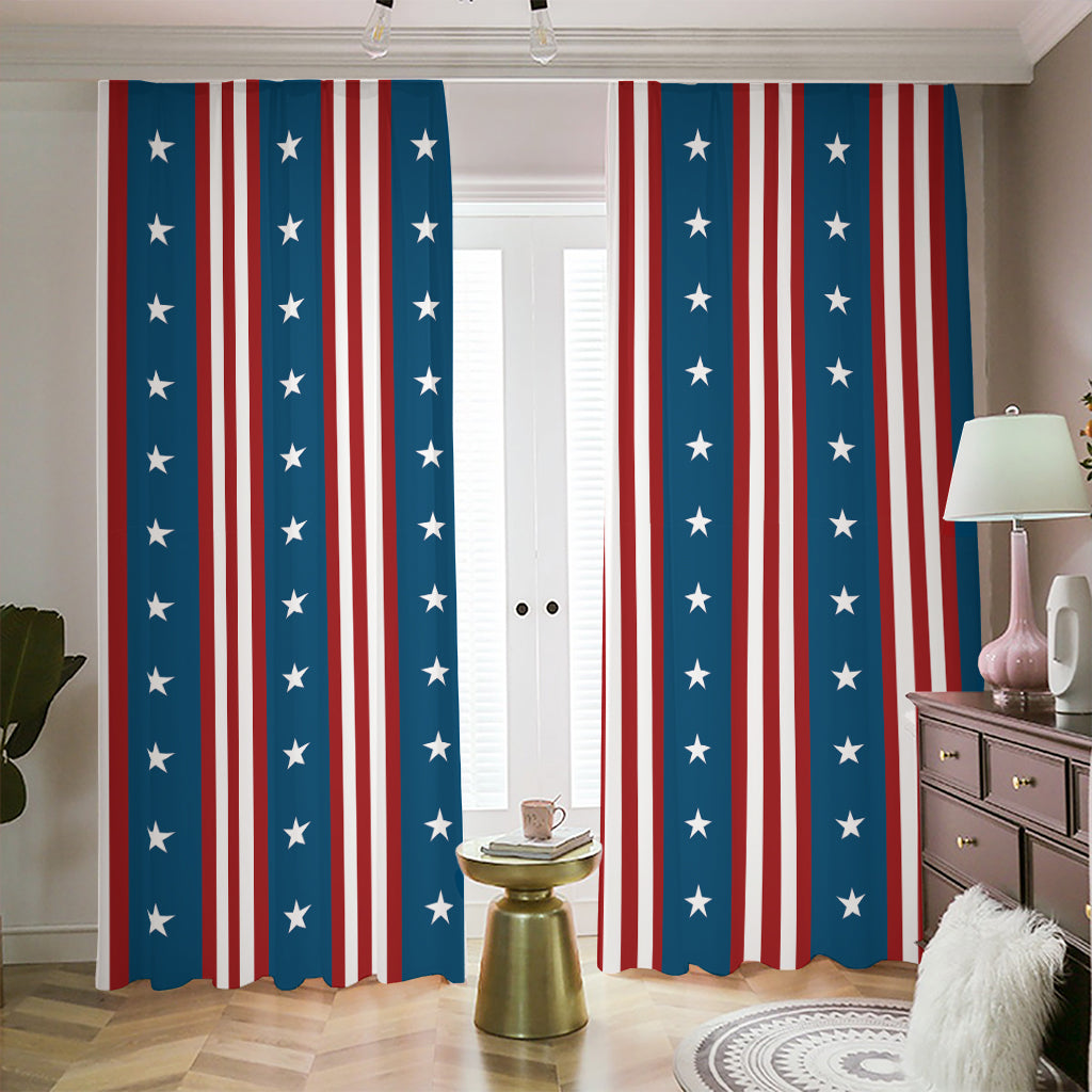USA Independence Day Pattern Print Blackout Pencil Pleat Curtains