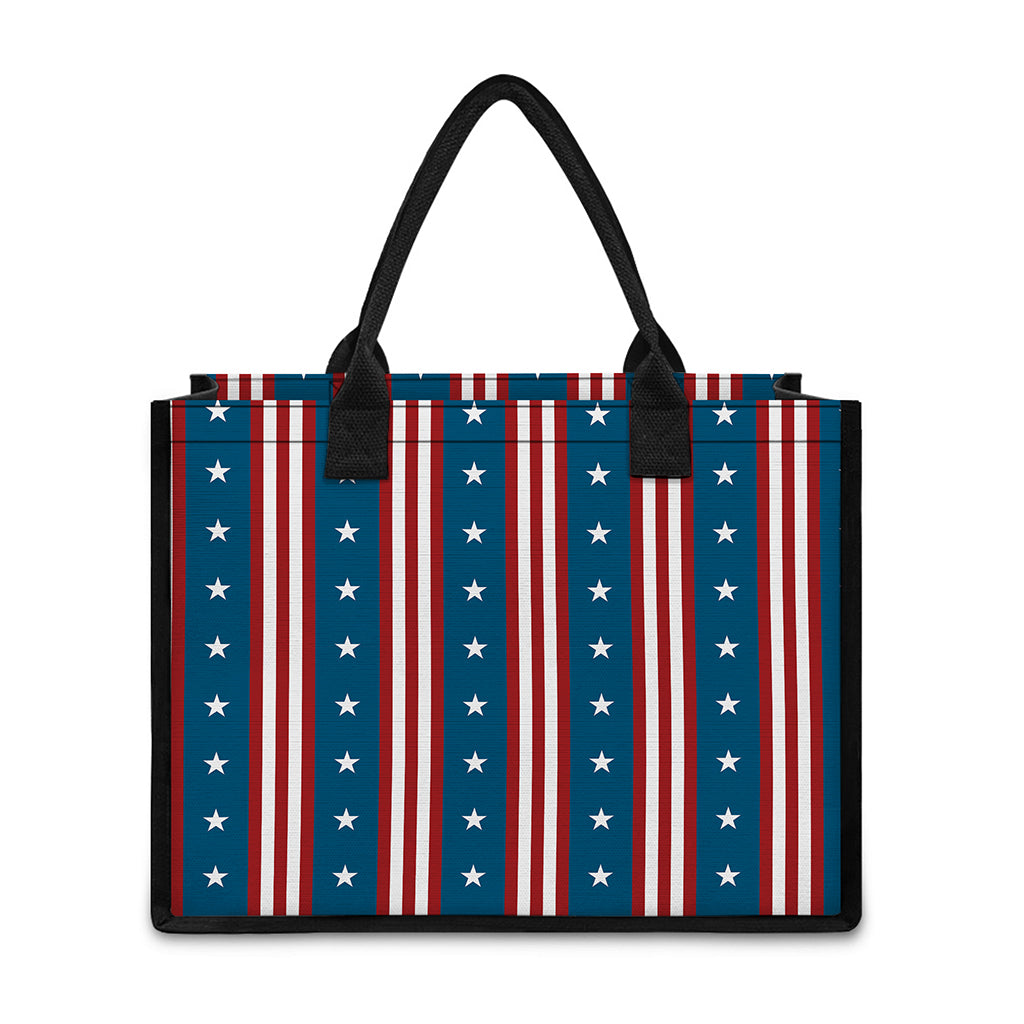 USA Independence Day Pattern Print Canvas Tote Bag