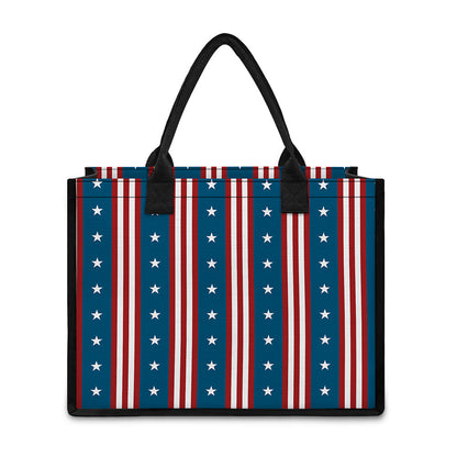 USA Independence Day Pattern Print Canvas Tote Bag