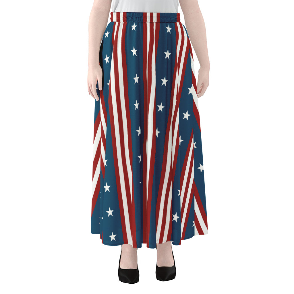 USA Independence Day Pattern Print Chiffon Maxi Skirt