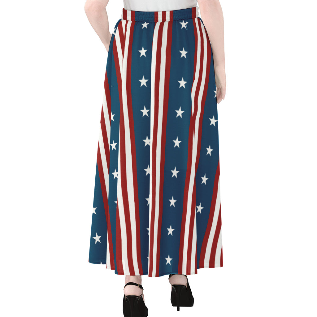USA Independence Day Pattern Print Chiffon Maxi Skirt