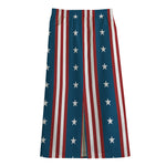 USA Independence Day Pattern Print Cotton Front Slit Maxi Skirt