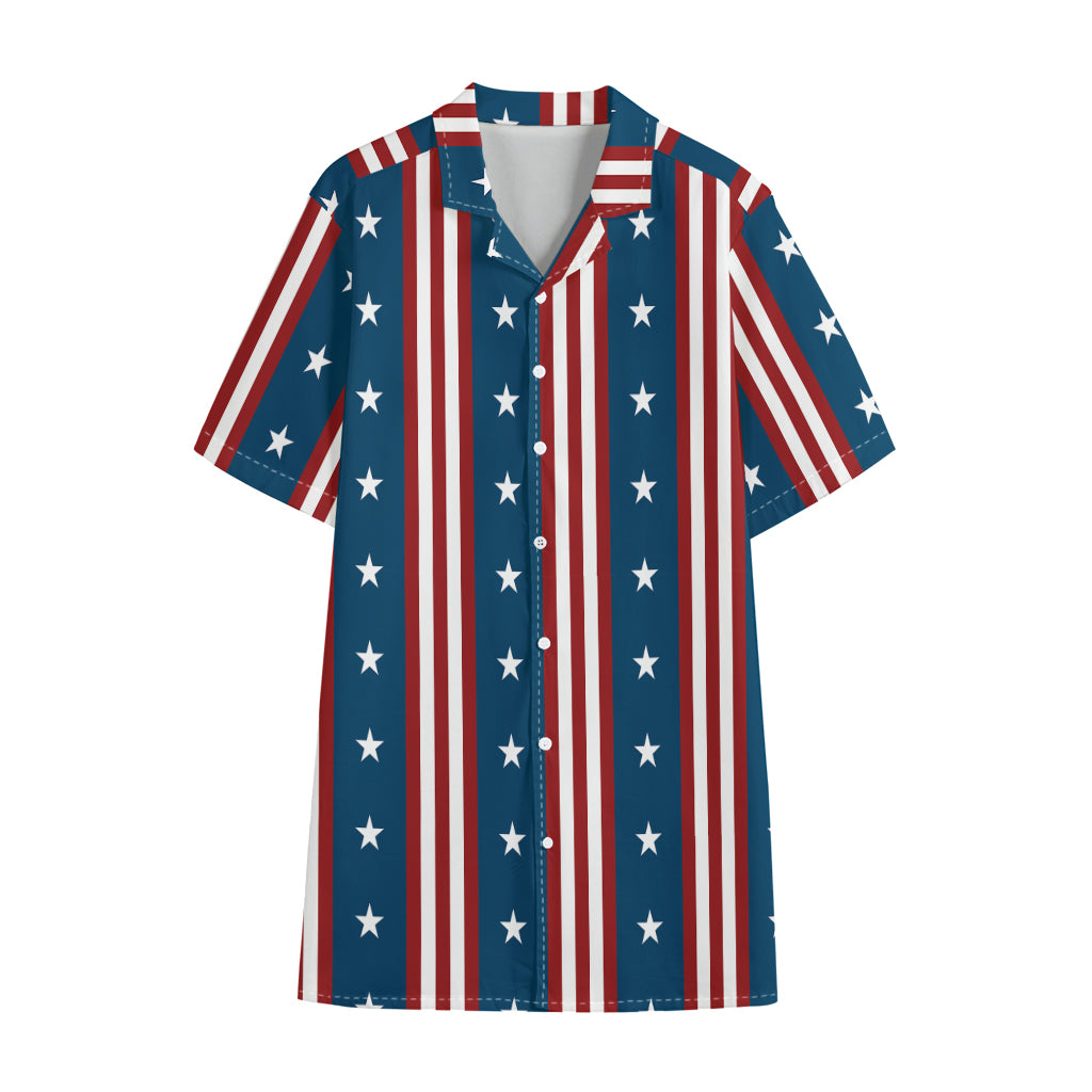 USA Independence Day Pattern Print Cotton Hawaiian Shirt