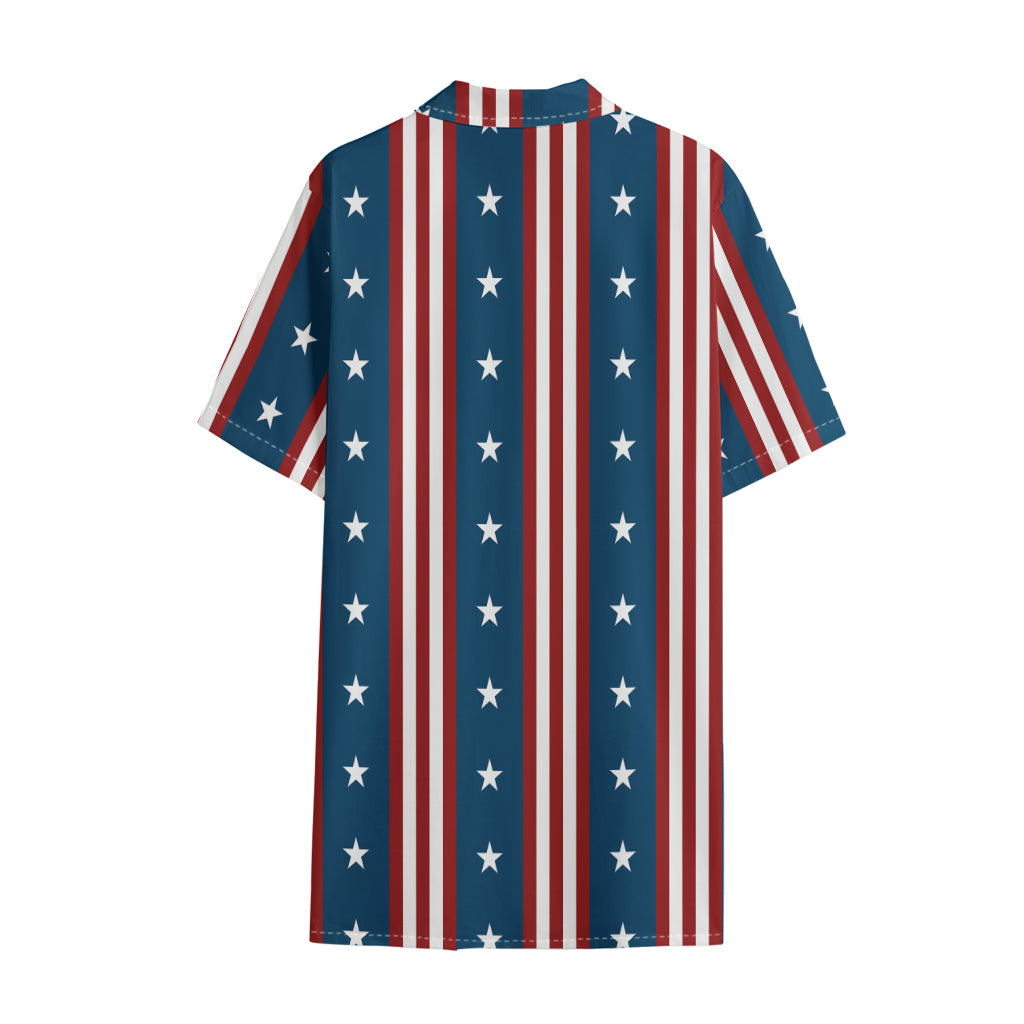 USA Independence Day Pattern Print Cotton Hawaiian Shirt