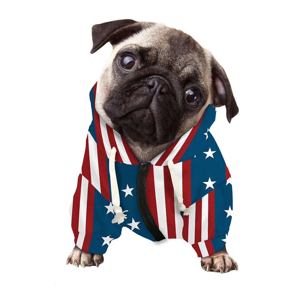 USA Independence Day Pattern Print Dog Zip Up Hoodie