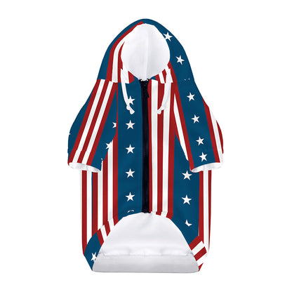 USA Independence Day Pattern Print Dog Zip Up Hoodie