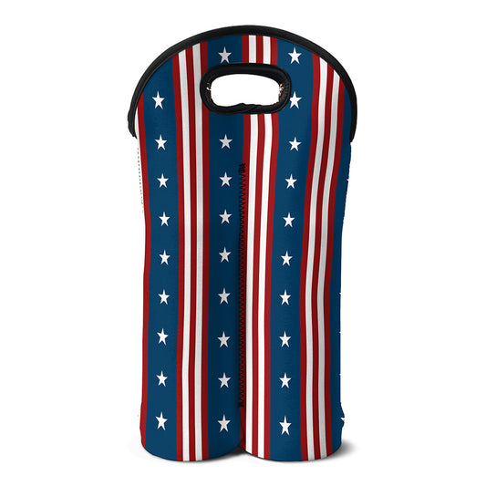 USA Independence Day Pattern Print Double Neoprene Wine Tote