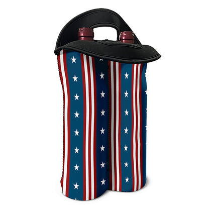 USA Independence Day Pattern Print Double Neoprene Wine Tote