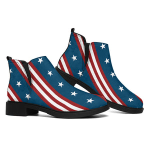 USA Independence Day Pattern Print Flat Ankle Boots