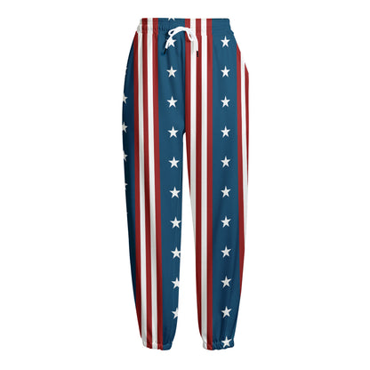 USA Independence Day Pattern Print Fleece Lined Knit Pants
