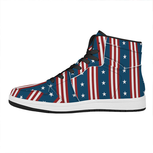 USA Independence Day Pattern Print High Top Leather Sneakers
