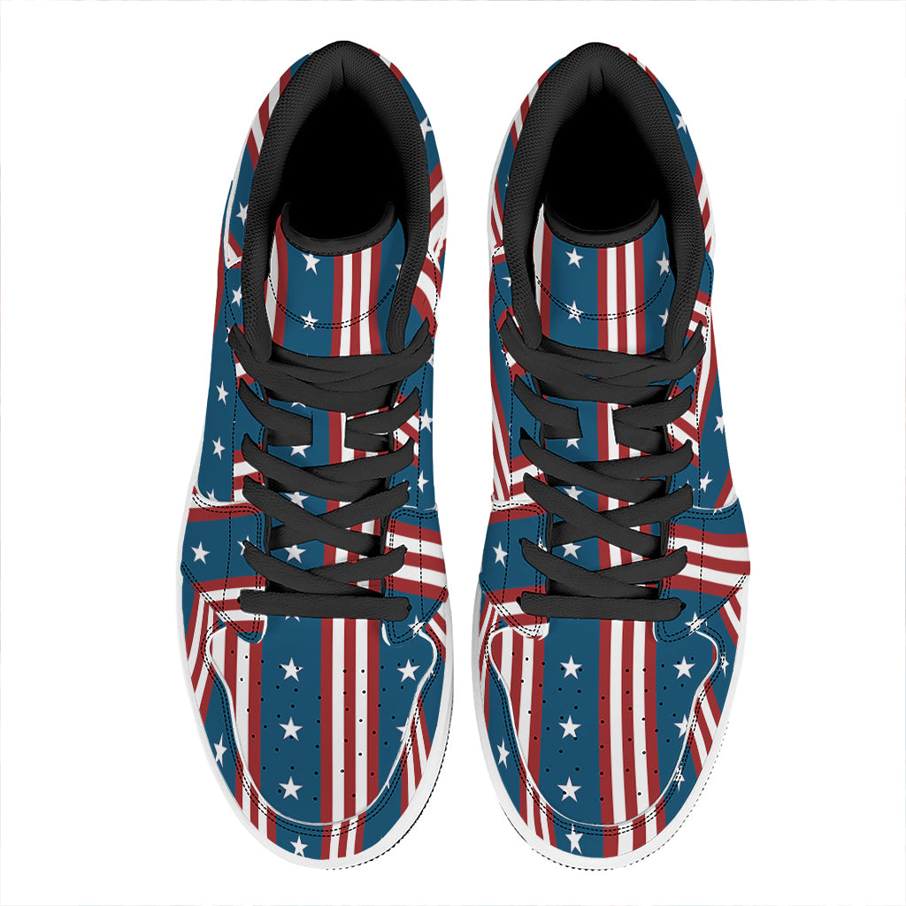 USA Independence Day Pattern Print High Top Leather Sneakers