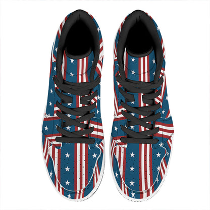 USA Independence Day Pattern Print High Top Leather Sneakers