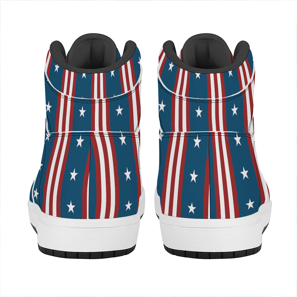 USA Independence Day Pattern Print High Top Leather Sneakers
