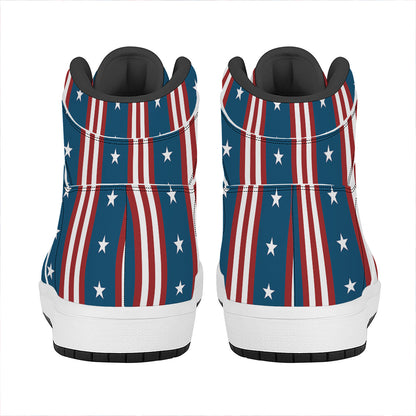 USA Independence Day Pattern Print High Top Leather Sneakers