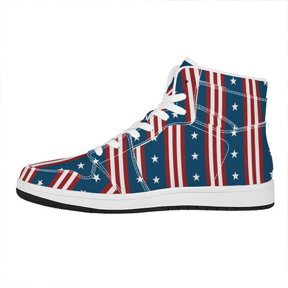 USA Independence Day Pattern Print High Top Leather Sneakers
