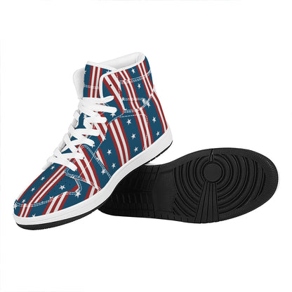 USA Independence Day Pattern Print High Top Leather Sneakers