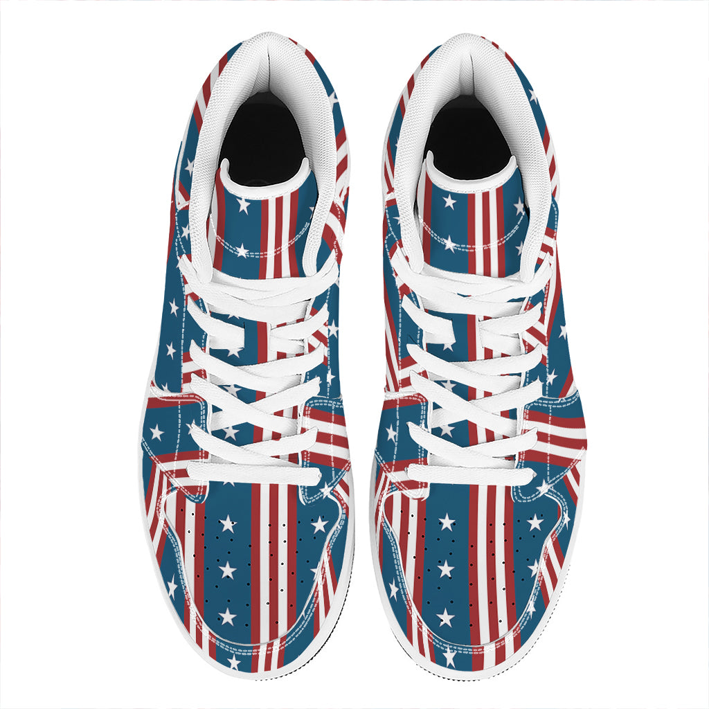 USA Independence Day Pattern Print High Top Leather Sneakers
