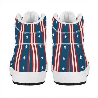 USA Independence Day Pattern Print High Top Leather Sneakers