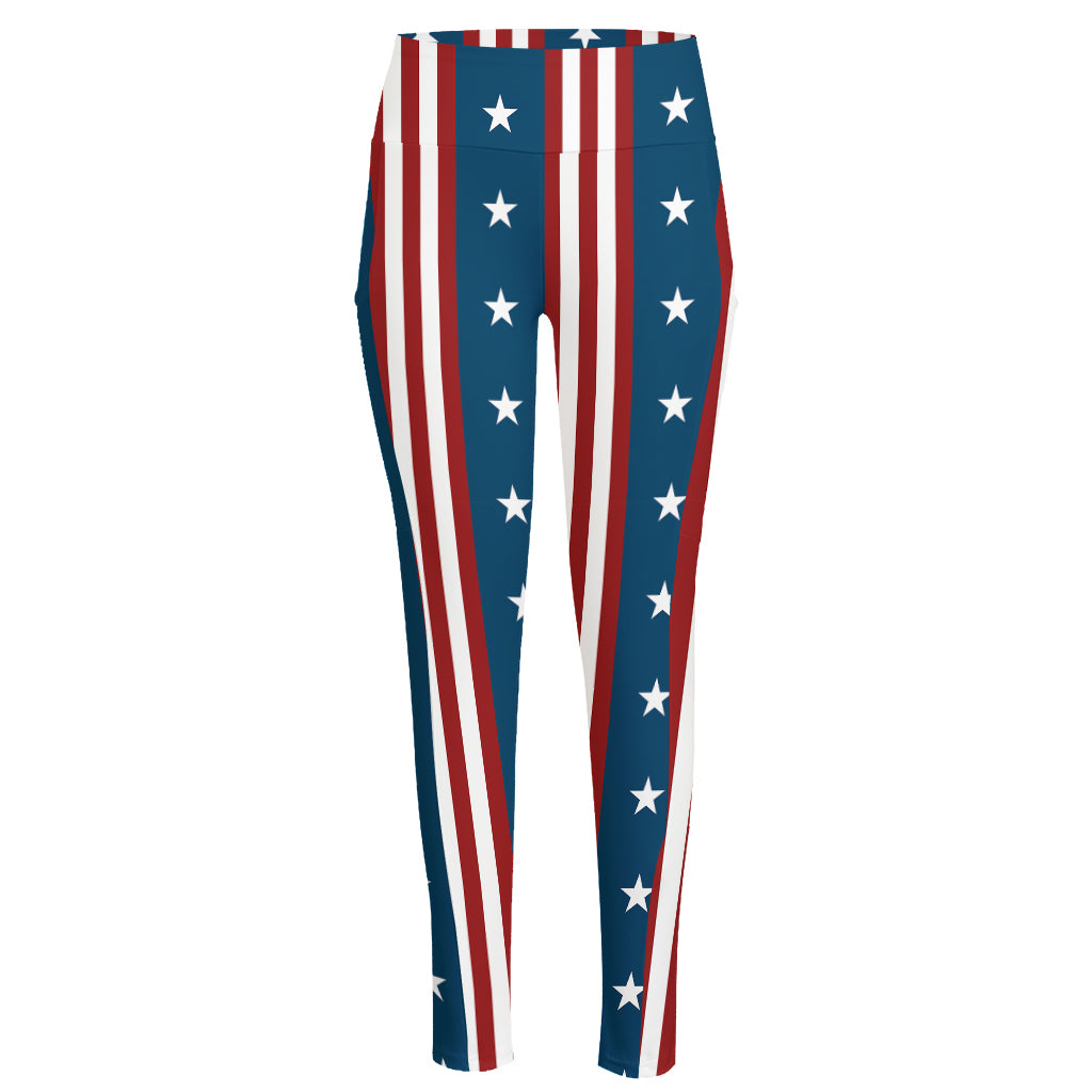 USA Independence Day Pattern Print High-Waisted Pocket Leggings