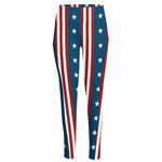 USA Independence Day Pattern Print High-Waisted Pocket Leggings