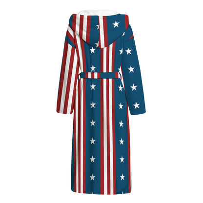 USA Independence Day Pattern Print Hooded Bathrobe