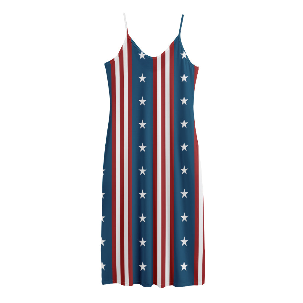 USA Independence Day Pattern Print Jersey Midi Cami Dress