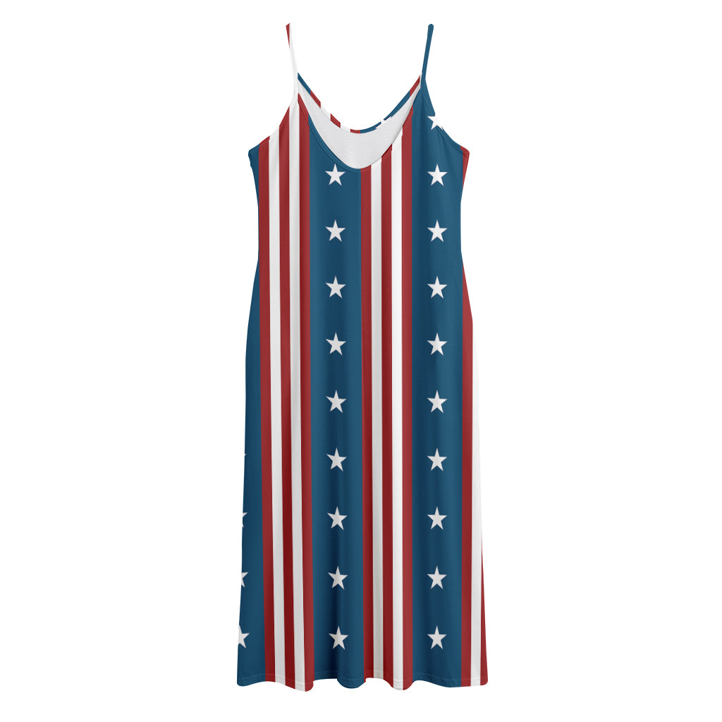 USA Independence Day Pattern Print Jersey Midi Cami Dress