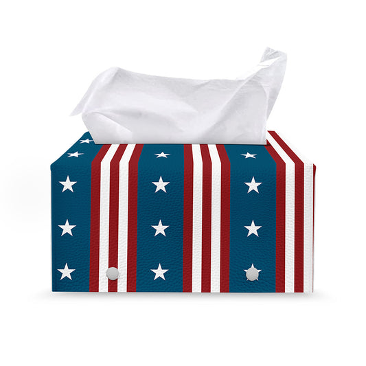 USA Independence Day Pattern Print Leather Tissue Box Cover