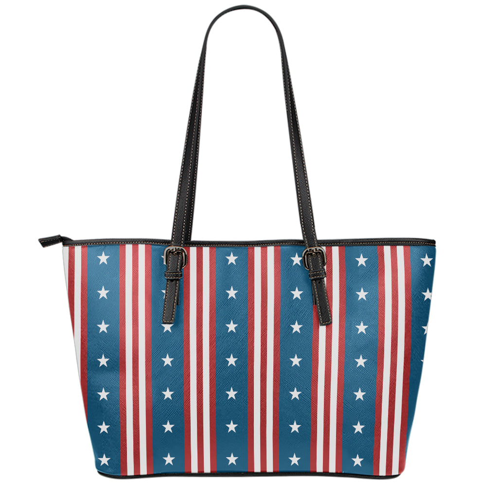USA Independence Day Pattern Print Leather Tote Bag