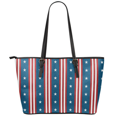 USA Independence Day Pattern Print Leather Tote Bag
