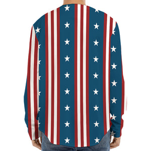 USA Independence Day Pattern Print Long Sleeve Baseball Jersey