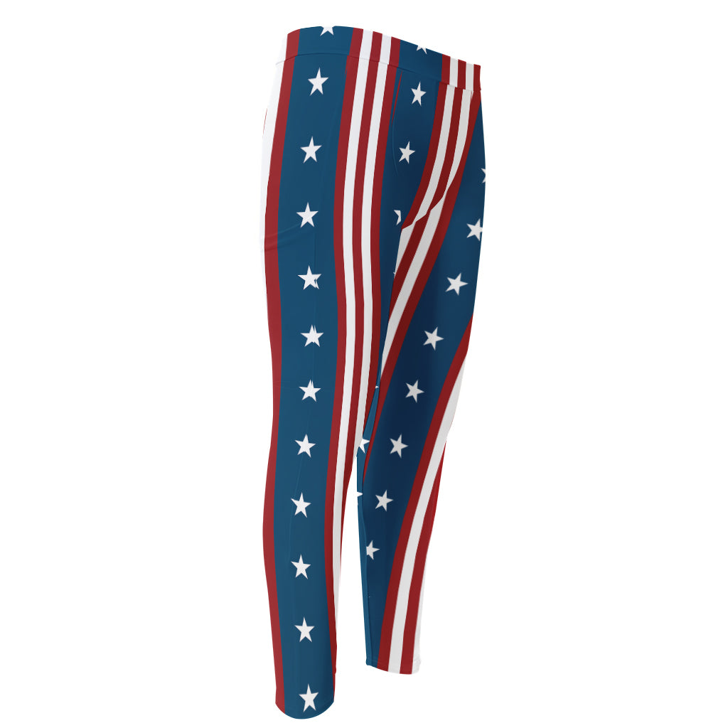 USA Independence Day Pattern Print Men's Compression Pants