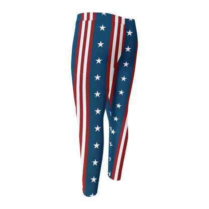 USA Independence Day Pattern Print Men's Compression Pants