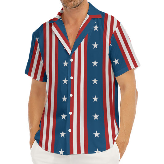 USA Independence Day Pattern Print Men's Deep V-Neck Shirt