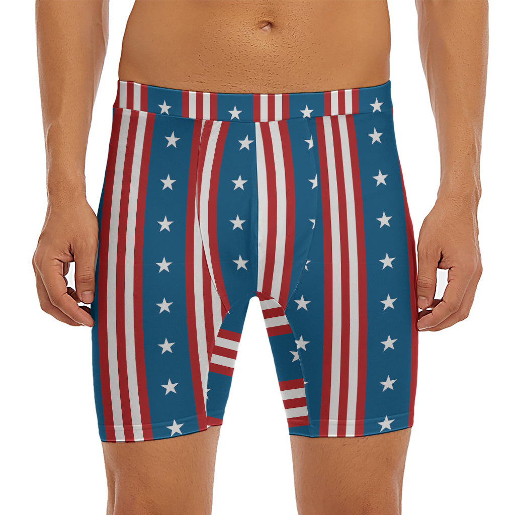 USA Independence Day Pattern Print Men's Long Boxer Briefs
