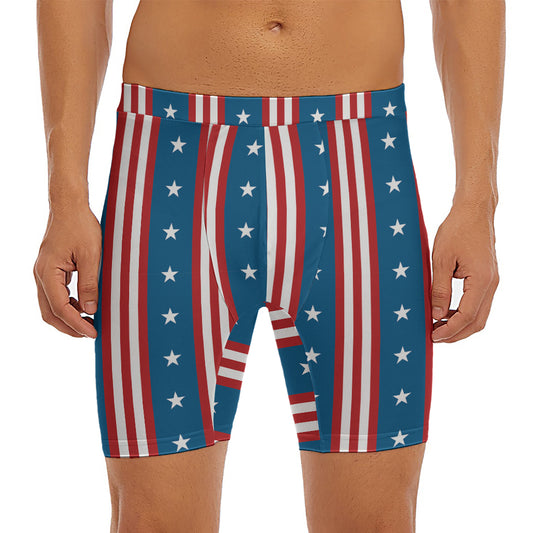 USA Independence Day Pattern Print Men's Long Boxer Briefs