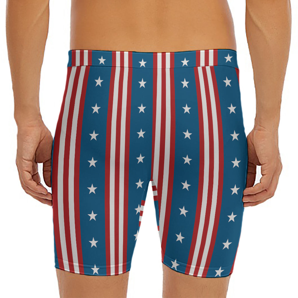 USA Independence Day Pattern Print Men's Long Boxer Briefs
