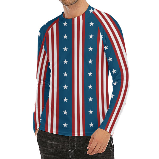 USA Independence Day Pattern Print Men's Long Sleeve Rash Guard