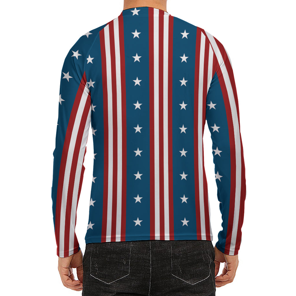 USA Independence Day Pattern Print Men's Long Sleeve Rash Guard
