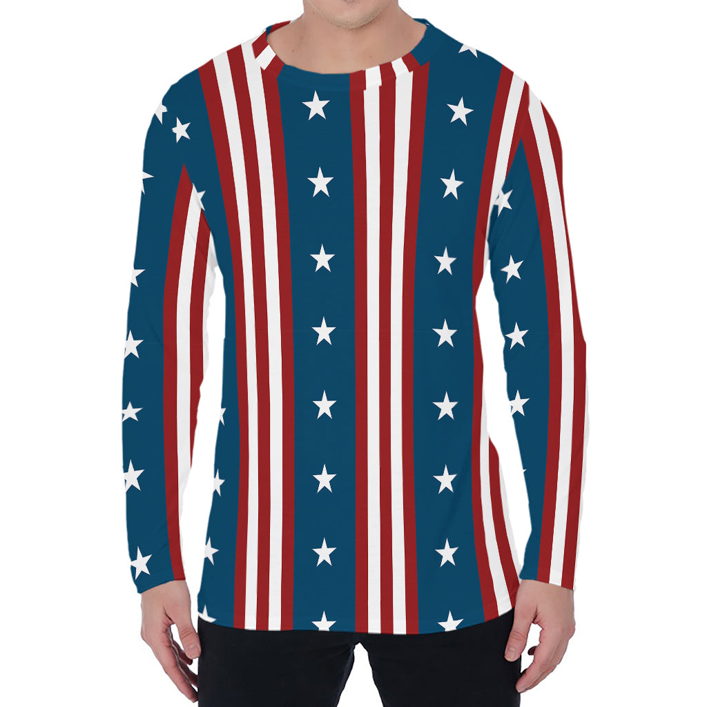 USA Independence Day Pattern Print Men's Long Sleeve T-Shirt