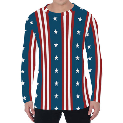 USA Independence Day Pattern Print Men's Long Sleeve T-Shirt