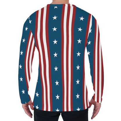 USA Independence Day Pattern Print Men's Long Sleeve T-Shirt