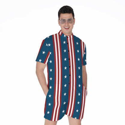 USA Independence Day Pattern Print Men's Rompers