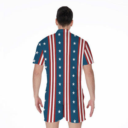 USA Independence Day Pattern Print Men's Rompers