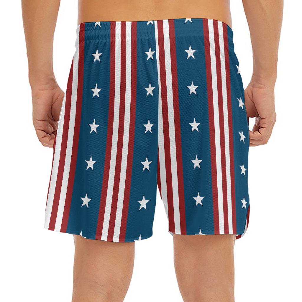 USA Independence Day Pattern Print Men's Split Running Shorts