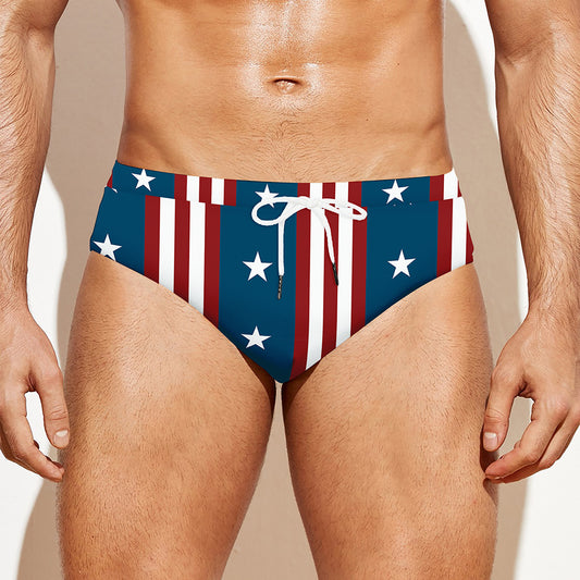 USA Independence Day Pattern Print Men's Swim Briefs