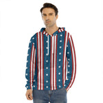 USA Independence Day Pattern Print Men's Velvet Pullover Hoodie