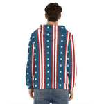 USA Independence Day Pattern Print Men's Velvet Pullover Hoodie