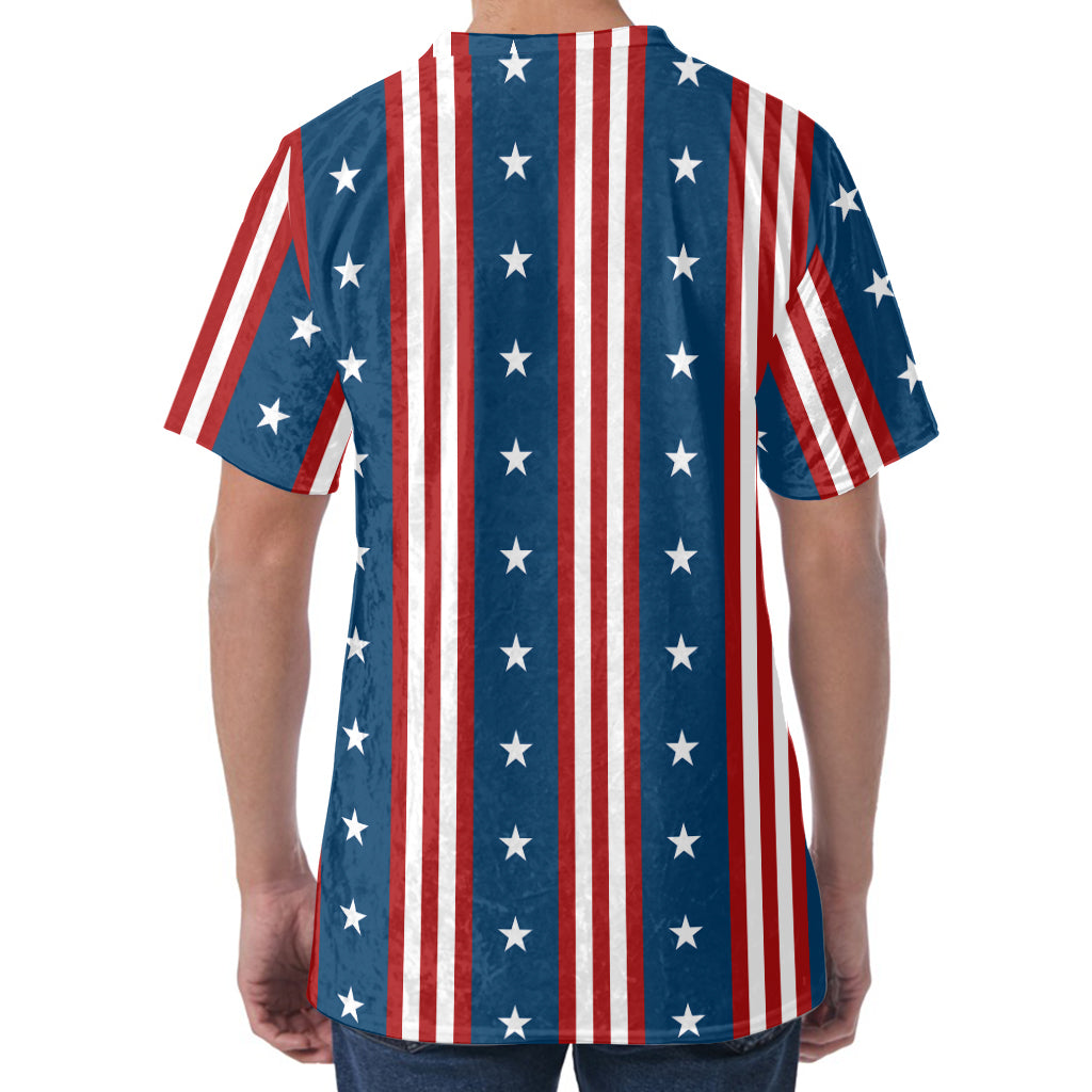 USA Independence Day Pattern Print Men's Velvet T-Shirt